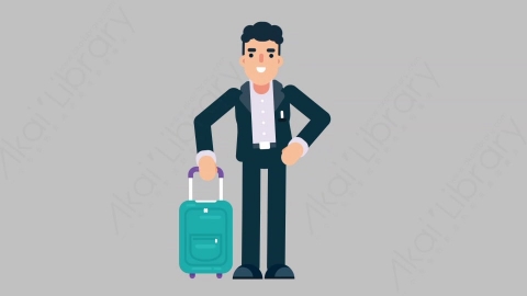 AE模板-OFFICE MANAGER 74 Traveling商业办公室主管旅游旅行扁平人物商务角色