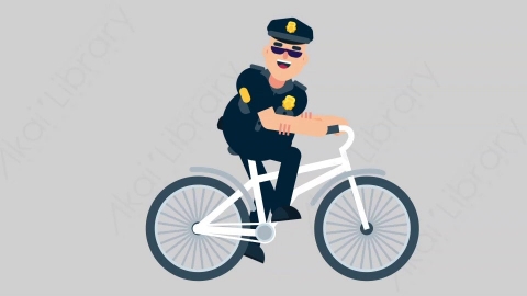 AE模板-POLICE 04 Bicycle警官警察骑自行车扁平人物职业角色
