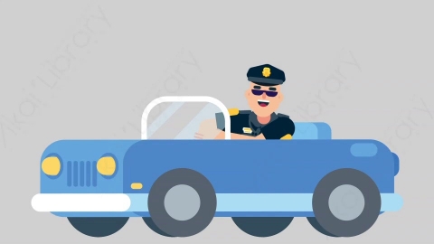 AE模板-POLICE 12 Driving警官警察开车驾驶扁平人物职业角色