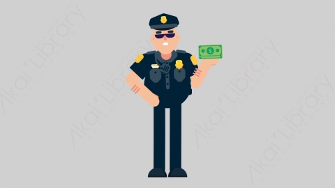 AE模板-POLICE 17 Losing Money警官警察赔钱亏损扁平人物职业角色