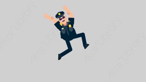 AE模板-POLICE 23 Happy Jump警官警察跳跃开心的跳扁平人物职业角色