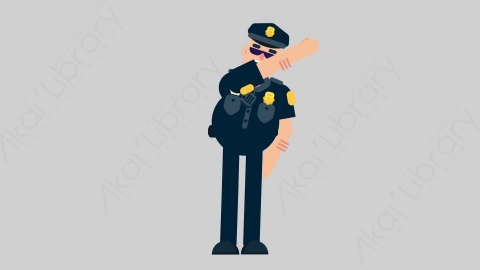 AE模板-POLICE 25 HighFive警官警察击掌扁平人物职业角色