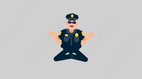 AE模板-POLICE 33 Meditation警官警察冥想沉思扁平人物职业角色