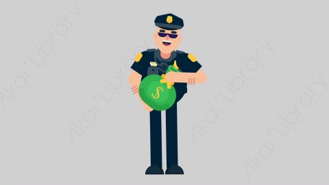 AE模板-POLICE 37 Picking Bag警官警察抱着钱袋扁平人物职业角色