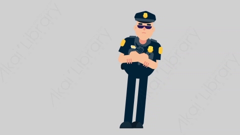 AE模板-POLICE 43 Pushed警官警察被推走扁平人物职业角色