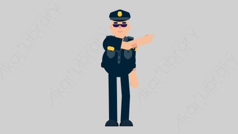 AE模板-POLICE 44 Pushing Buttons警官警察按钮按键扁平人物职业角色