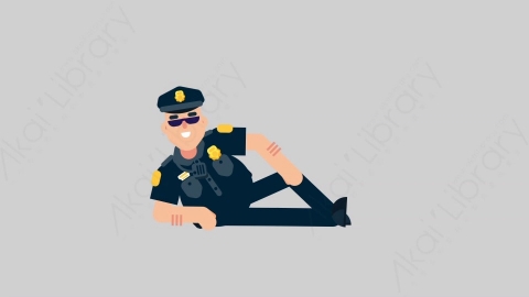 AE模板-POLICE 45 Relax警官警察放松扁平人物职业角色