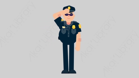 AE模板-POLICE 51 Salute警官警察敬礼致敬扁平人物职业角色