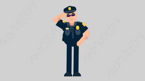 AE模板-POLICE 53 Scratching Head警官警察抓头扁平人物职业角色