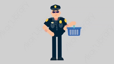 AE模板-POLICE 54 Shopping警官警察购物扁平人物职业角色