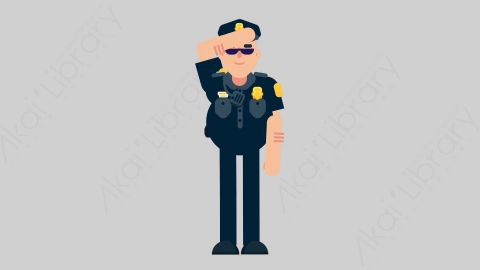 AE模板-POLICE 57 Sight警官警察观察四周扁平人物职业角色