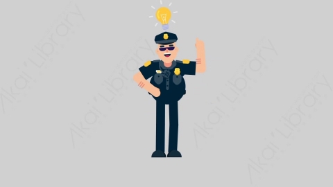 AE模板-POLICE 70 Thinking 1警官警察思考考虑扁平人物职业角色
