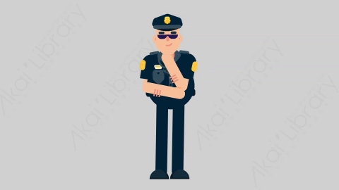 AE模板-POLICE 71 Thinking 2警官警察思考考虑扁平人物职业角色