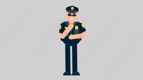 AE模板-POLICE 72 Tie警官警察整理领带扁平人物职业角色