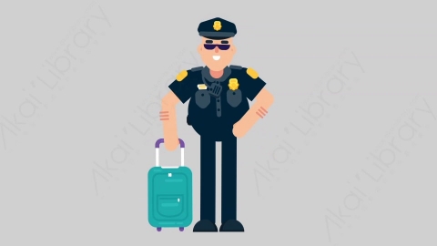 AE模板-POLICE 74 Traveling警官警察旅游旅行扁平人物职业角色