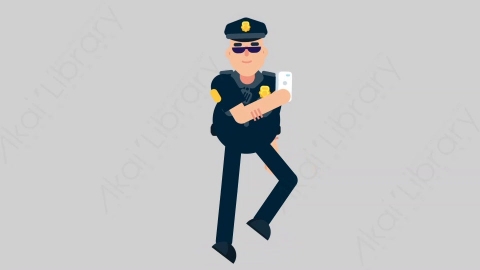 AE模板-POLICE 79 Walking w Phone警官警察行走打电话扁平人物职业角色