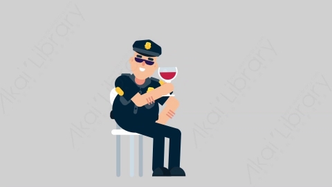 AE模板-POLICE 80 Wine Toast警官警察喝红酒扁平人物职业角色