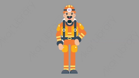 AE模板-FIREFIGHTER 02 Applause火警消防员掌声欢呼扁平人物职业角色