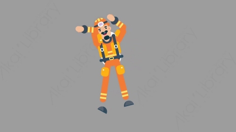 AE模板-FIREFIGHTER 23 Happy Jump火警消防员跳跃开心的跳扁平人物职业角色