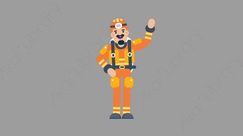 AE模板-FIREFIGHTER 24 Hello火警消防员打招呼扁平人物职业角色