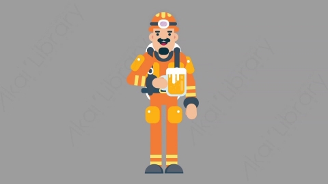 AE模板-FIREFIGHTER 27 Cheering with Glass火警消防员喝啤酒扁平人物职业角色