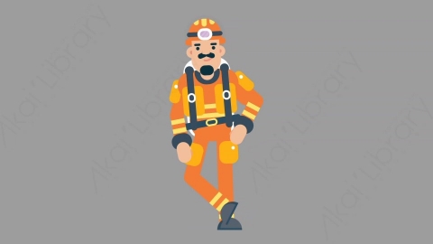 AE模板-FIREFIGHTER 32 Leaned火警消防员倚靠靠墙扁平人物职业角色