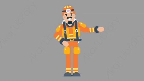 AE模板-FIREFIGHTER 38 Pointing火警消防员指向指点扁平人物职业角色