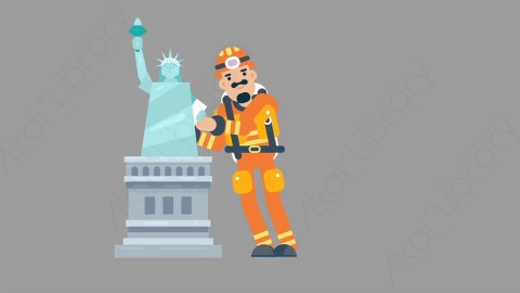 AE模板-FIREFIGHTER 42 Pushing火警消防员推走物品扁平人物职业角色
