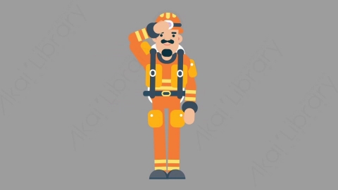 AE模板-FIREFIGHTER 51 Salute火警消防员敬礼致敬扁平人物职业角色