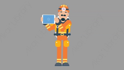 AE模板-FIREFIGHTER 56 Showing Tablet火警消防员展示平板电脑扁平人物职业角色