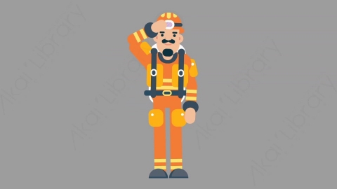 AE模板-FIREFIGHTER 57 Sight火警消防员观察四周扁平人物职业角色