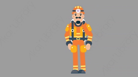 AE模板-FIREFIGHTER 59 Stabbed火警消防员被刺伤扁平人物职业角色