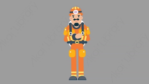 AE模板-FIREFIGHTER 61 Standing 2火警消防员站立扁平人物职业角色