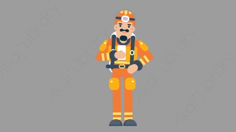 AE模板-FIREFIGHTER 63 Standing w Phone火警消防员手持电话扁平人物职业角色