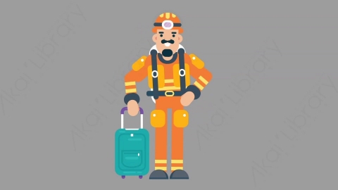 AE模板-FIREFIGHTER 74 Traveling火警消防员旅游旅行扁平人物职业角色