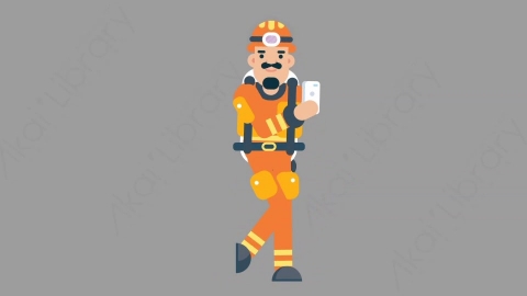 AE模板-FIREFIGHTER 79 Walking w Phone火警消防员行走打电话扁平人物职业角色