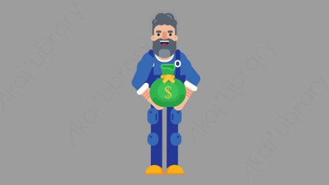 AE模板-MECHANIC 19 Giving机械工人修理工给予赠送扁平人物职业角色