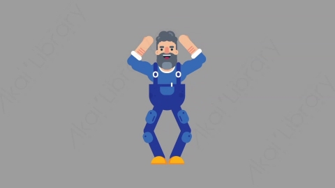 AE模板-MECHANIC 26 Cheering机械工人修理工欢呼喝彩扁平人物职业角色
