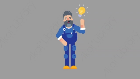 AE模板-MECHANIC 28 Idea机械工人修理工有主意想法扁平人物职业角色