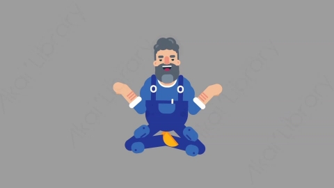 AE模板-MECHANIC 33 Meditation机械工人修理工冥想沉思扁平人物职业角色