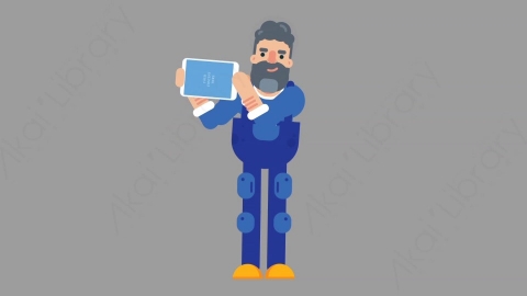 AE模板-MECHANIC 56 Showing Tablet机械工人修理工展示平板电脑扁平人物职业角色