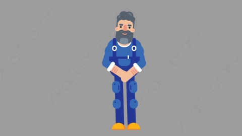 AE模板-MECHANIC 62 Standing 3机械工人修理工站立扁平人物职业角色
