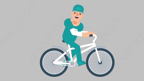 AE模板-NURSE 04 Bicycle医疗科技医生护士骑自行车扁平人物职业角色