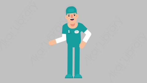 AE模板-NURSE 22 Handshake 2医疗科技医生护士握手扁平人物职业角色