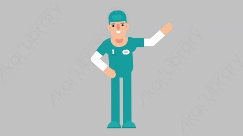 AE模板-NURSE 38 Pointing医疗科技医生护士指向指点扁平人物职业角色