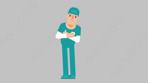 AE模板-NURSE 43 Pushed医疗科技医生护士被推走扁平人物职业角色