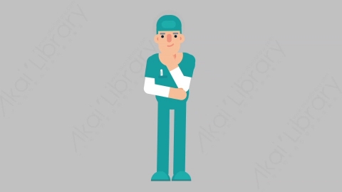 AE模板-NURSE 71 Thinking 2医疗科技医生护士思考考虑扁平人物职业角色