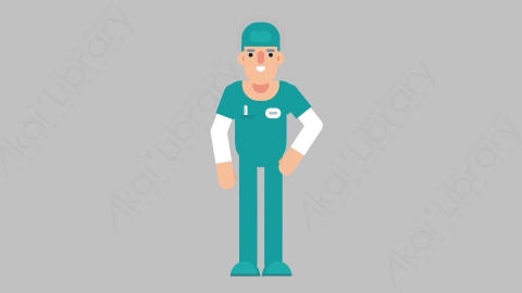 AE模板-NURSE 72 Tie医疗科技医生护士整理领带扁平人物职业角色