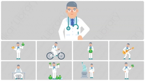 AE模板-DOCTOR医生大夫扁平医学医疗科技人物职业角色