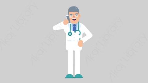 AE模板-DOCTOR 05 Call医生大夫打电话扁平医学医疗科技人物职业角色